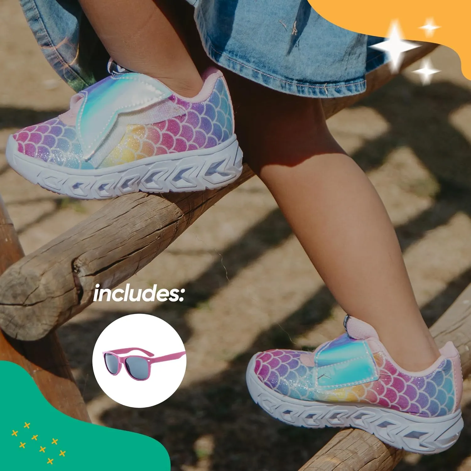 Light - Light Up Toddler Shoes Mermaid Character - LED Toddler Tennis Shoes Girl, Easy to Put On, Kids Sneakers Girls, Laceless