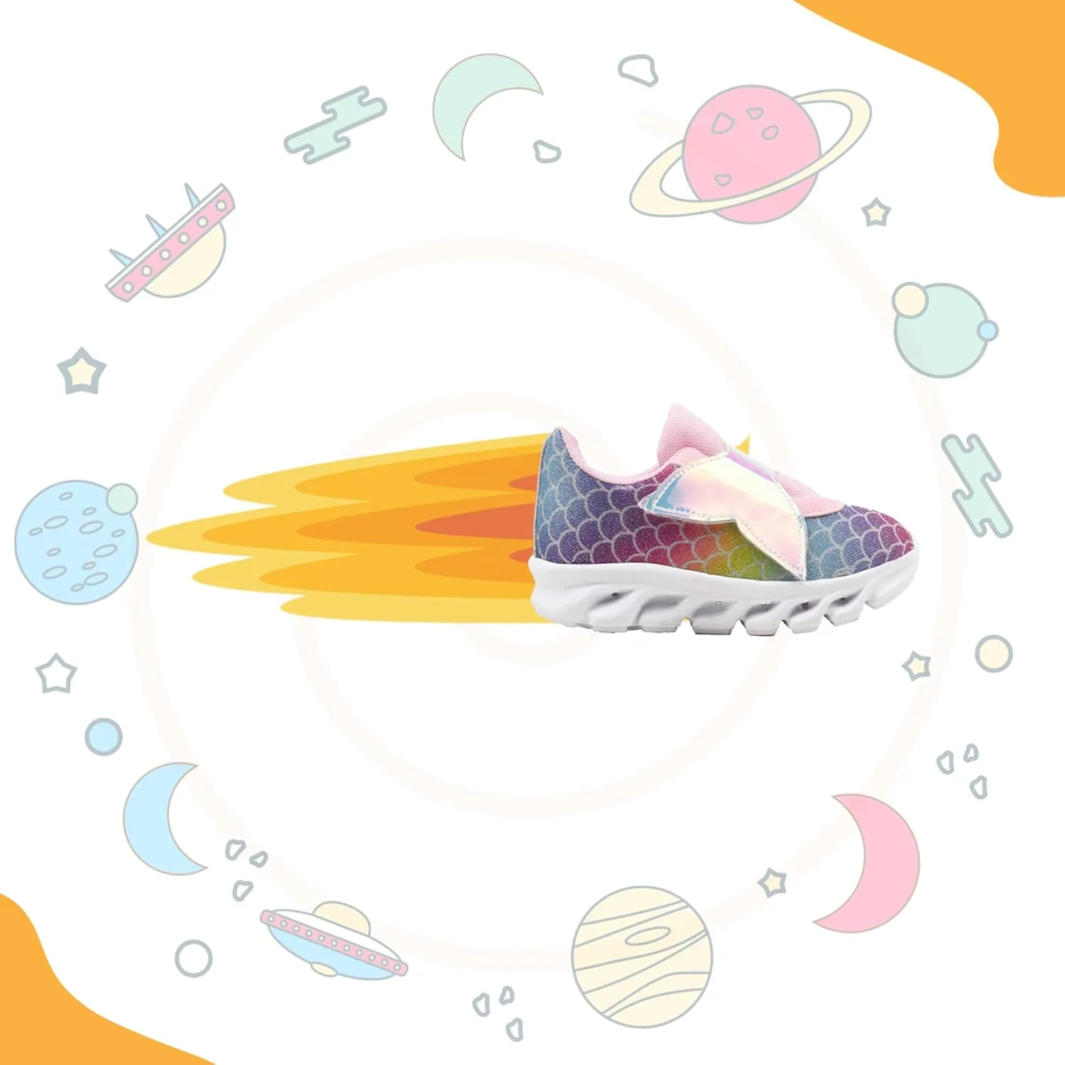 Light - Light Up Toddler Shoes Mermaid Character - LED Toddler Tennis Shoes Girl, Easy to Put On, Kids Sneakers Girls, Laceless