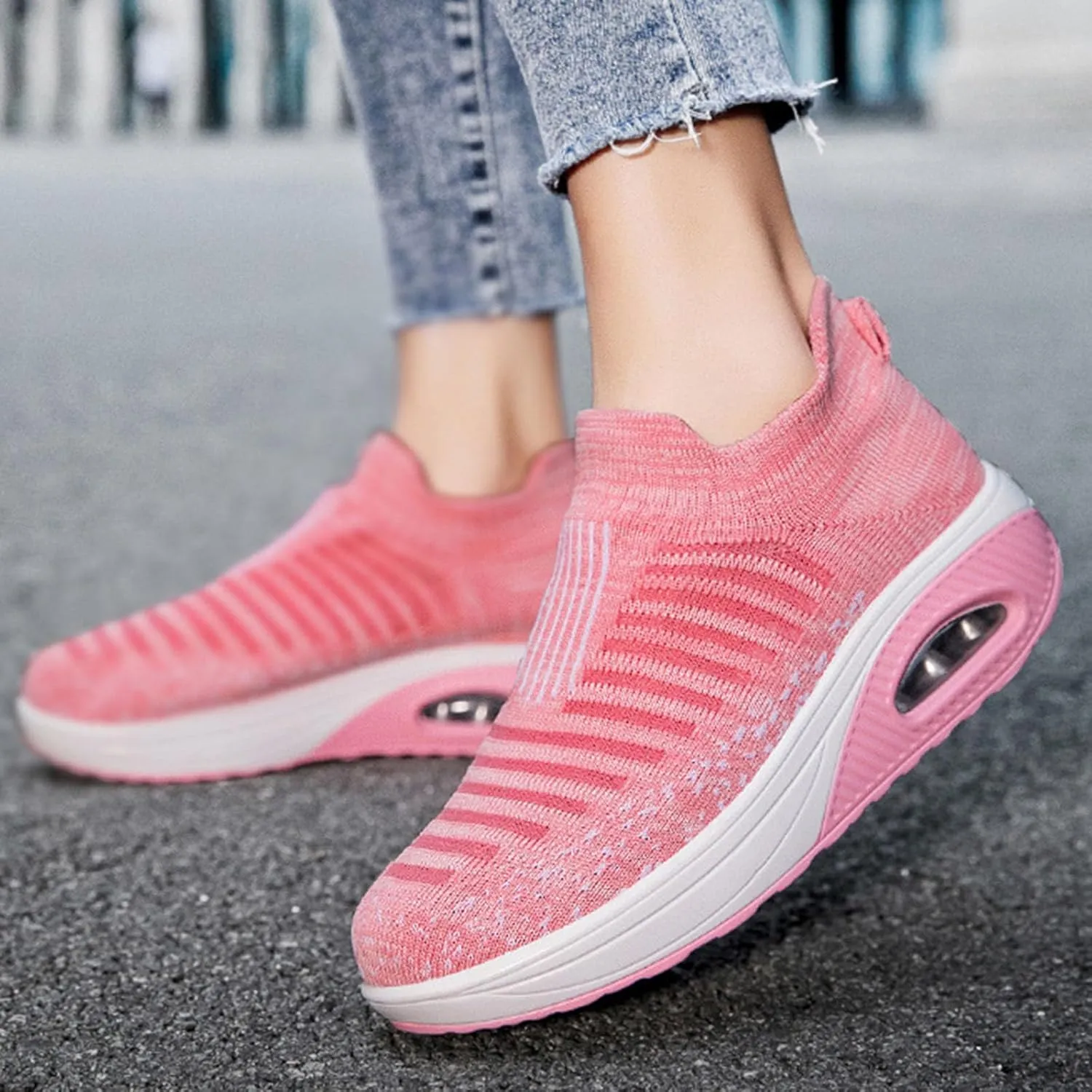 Lightweight Walking Tennis Shoes for Women Sports Mesh Shoes Arch Support Shoes Air Cushion Sole Sneakers