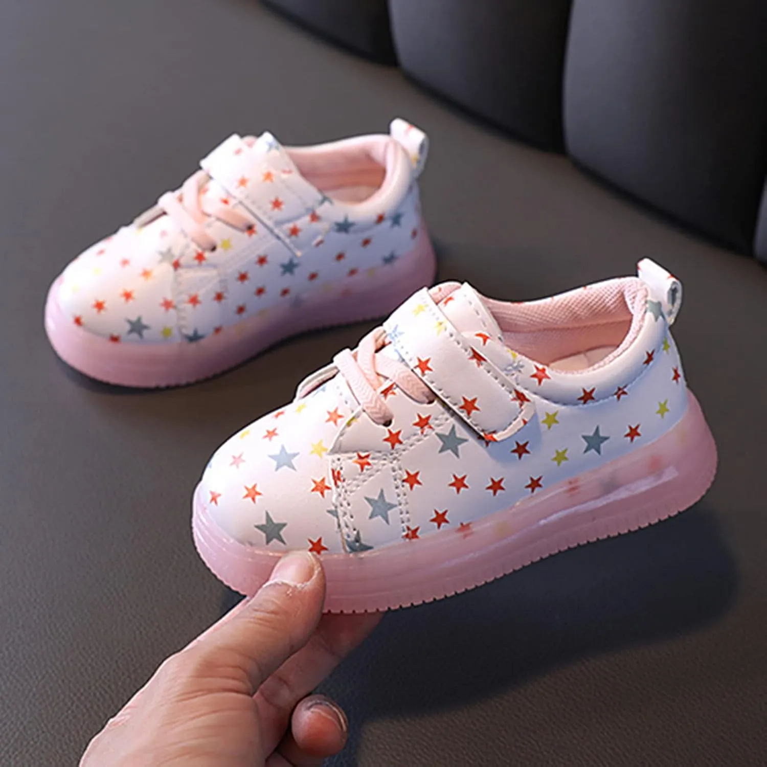 Little Kid Led Canvas Shoes Slip On Lace up Extra Wide Sport Sneakers Luminous Outdoor Shoes for Girls Boys