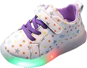 Little Kid Led Canvas Shoes Slip On Lace up Extra Wide Sport Sneakers Luminous Outdoor Shoes for Girls Boys