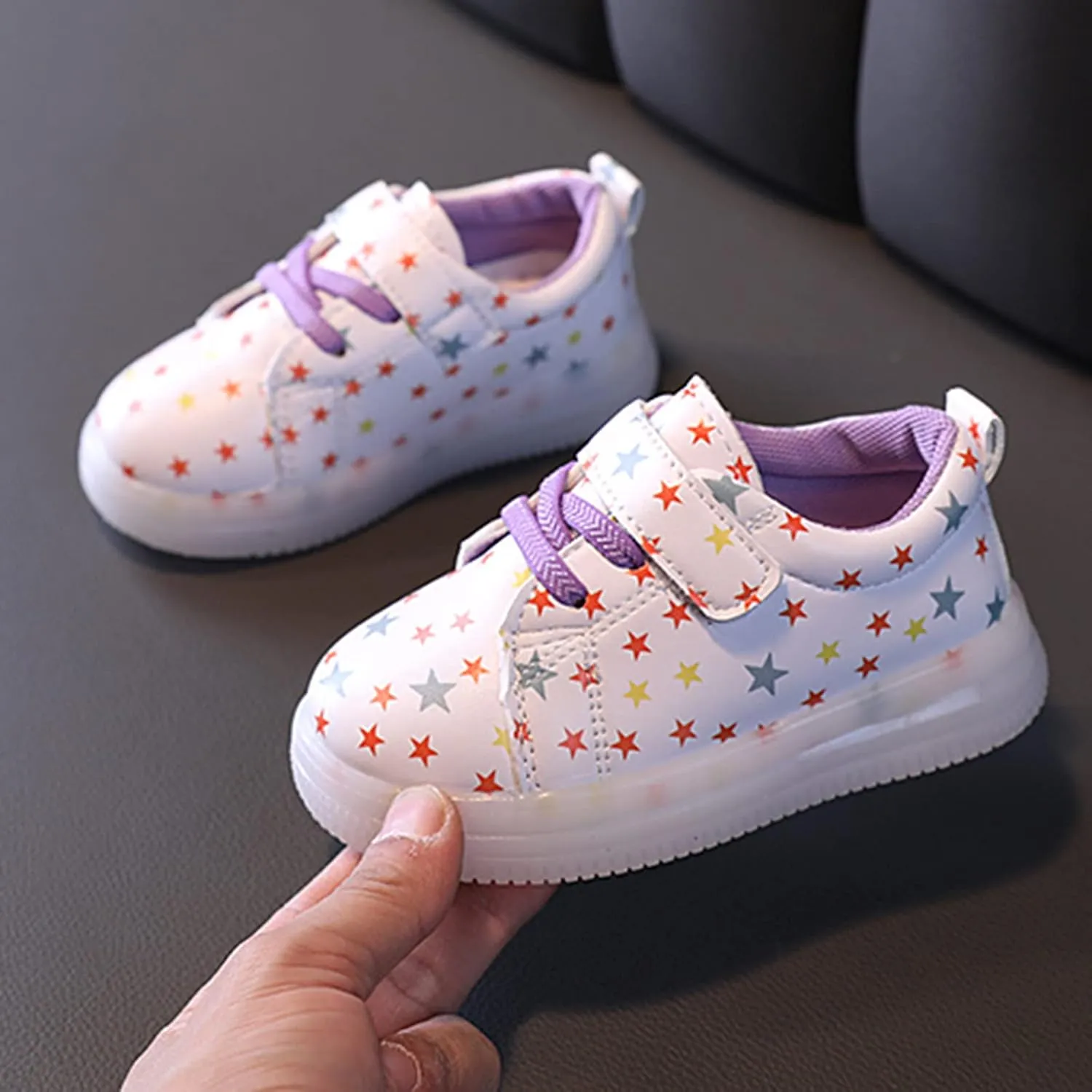 Little Kid Led Canvas Shoes Slip On Lace up Extra Wide Sport Sneakers Luminous Outdoor Shoes for Girls Boys