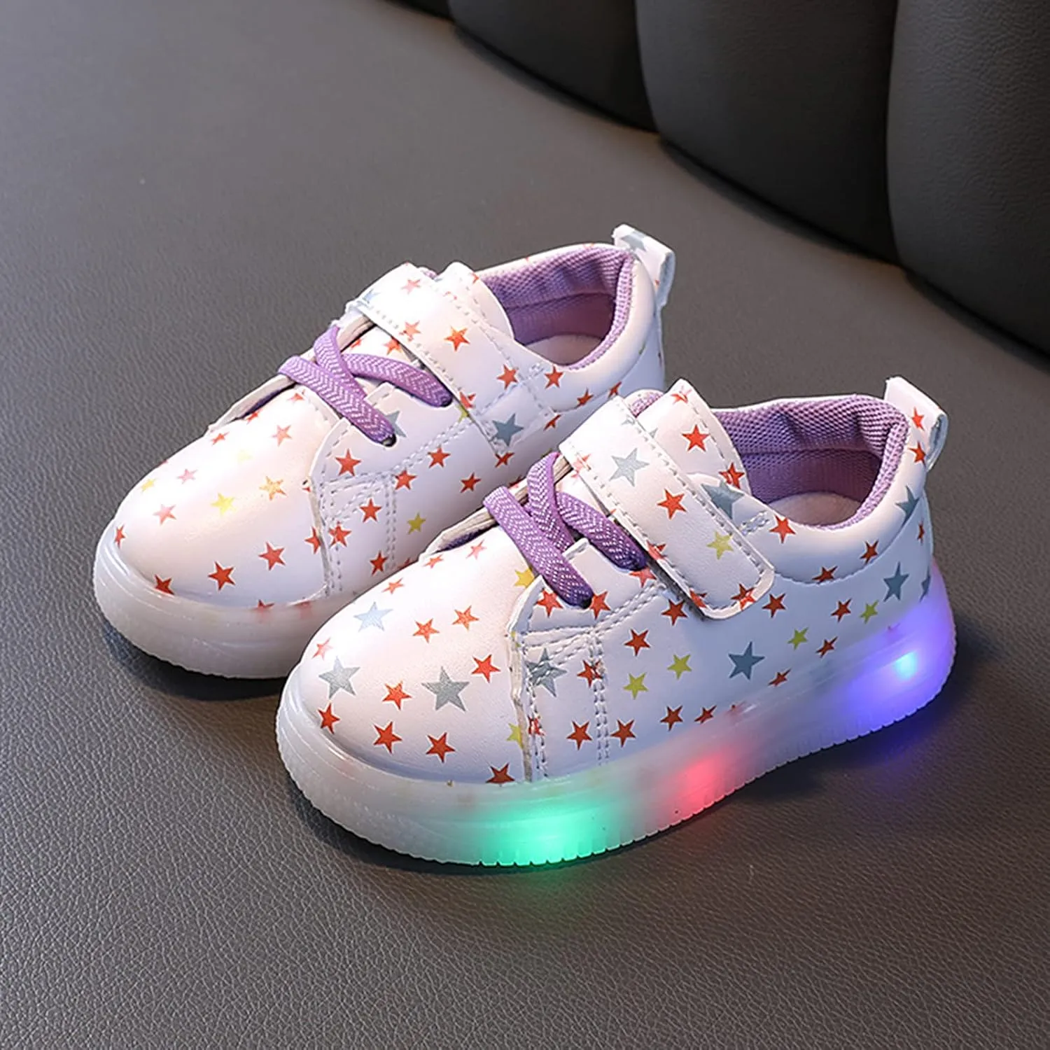 Little Kid Led Canvas Shoes Slip On Lace up Extra Wide Sport Sneakers Luminous Outdoor Shoes for Girls Boys