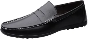Luxury Classic Italian Style Men's Black Loafers Cow Genuine Leather Slip-on Round Toe Business Office Dress Shoes for Men