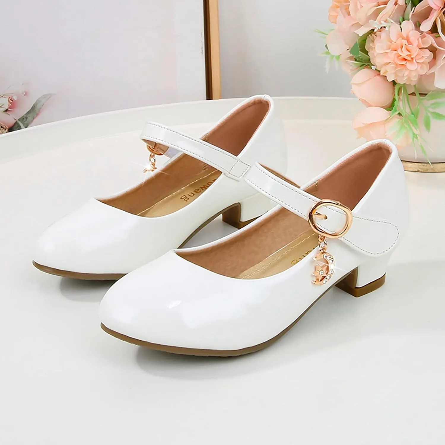 Mary Jane Shoes for Girls Low Heel Dress Shoes Flower Girl School Shoes Patent Leather Dress Shoes for Toddler Girls