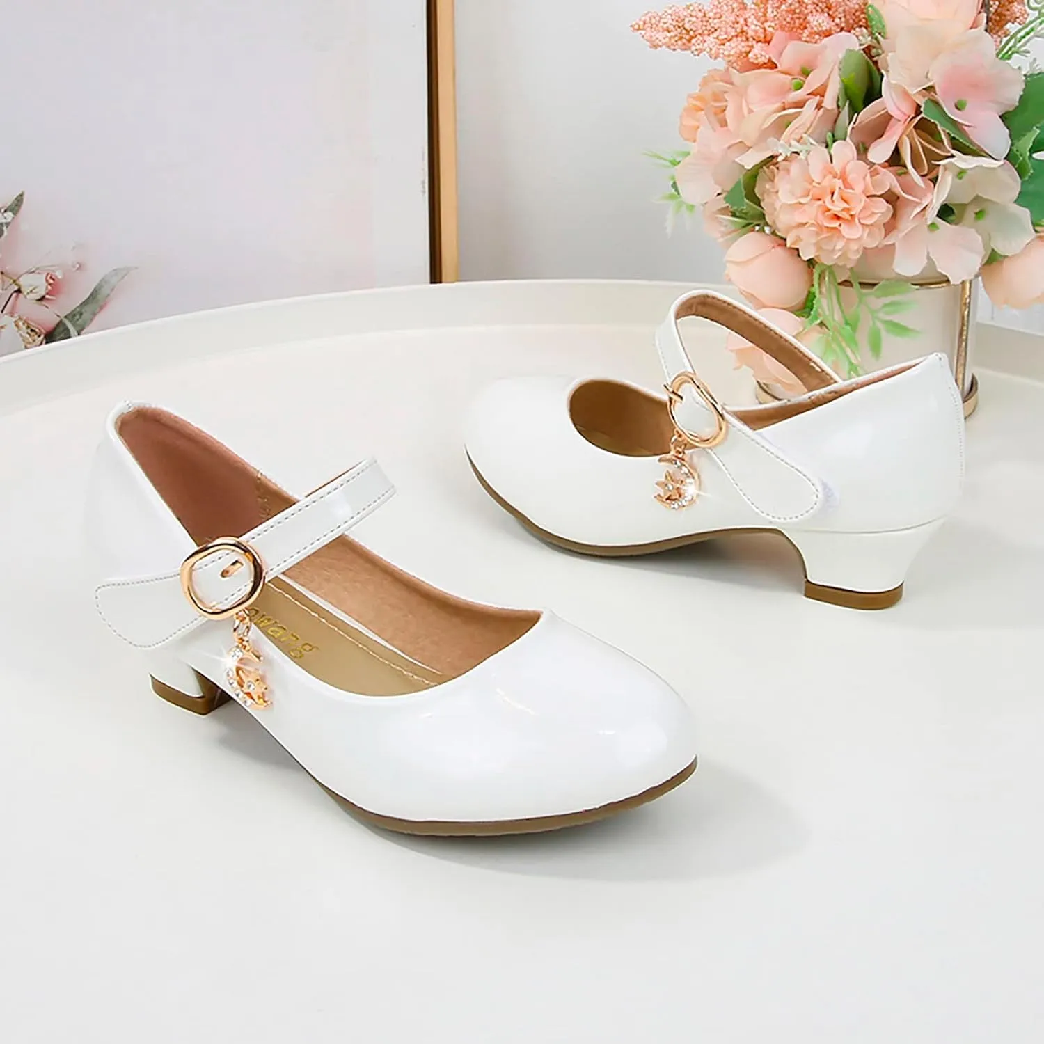 Mary Jane Shoes for Girls Low Heel Dress Shoes Flower Girl School Shoes Patent Leather Dress Shoes for Toddler Girls