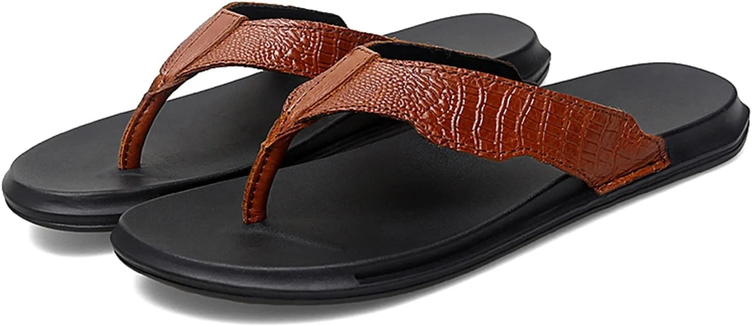 Men Flip Flops Fashionable Summer New Pattern Flat Bottom Comfortable Non Slip Large Beach Sippers Soft Slides for Men Water