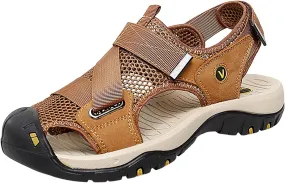 Men Leather Sandal 2025 New Andals Men's Breathable Sports Outdoor Beach Shoes Slip Mens Wide Sandals Arch Support