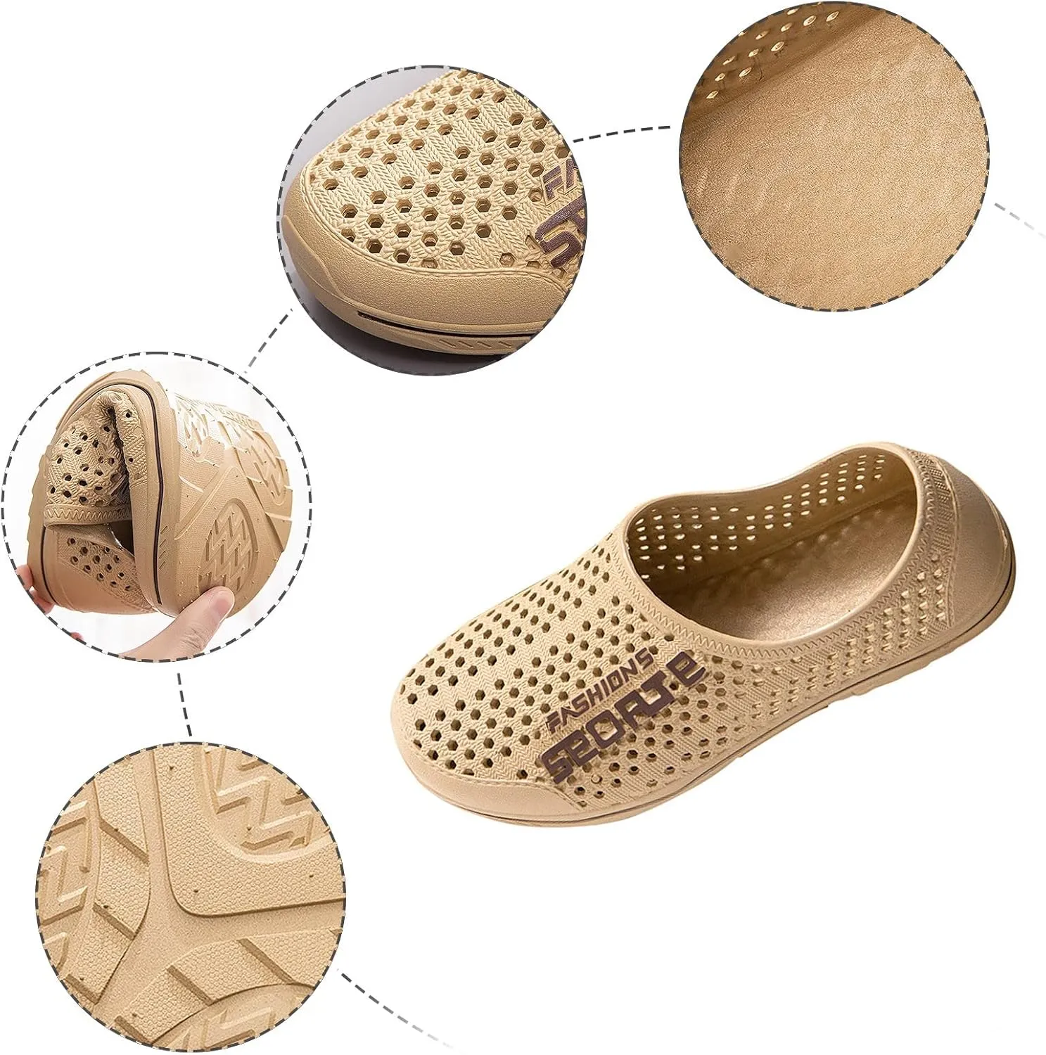 Men Sandal Close Toe Non Slip Beach Shoes Breathable Slip-On Water Sandals for Men
