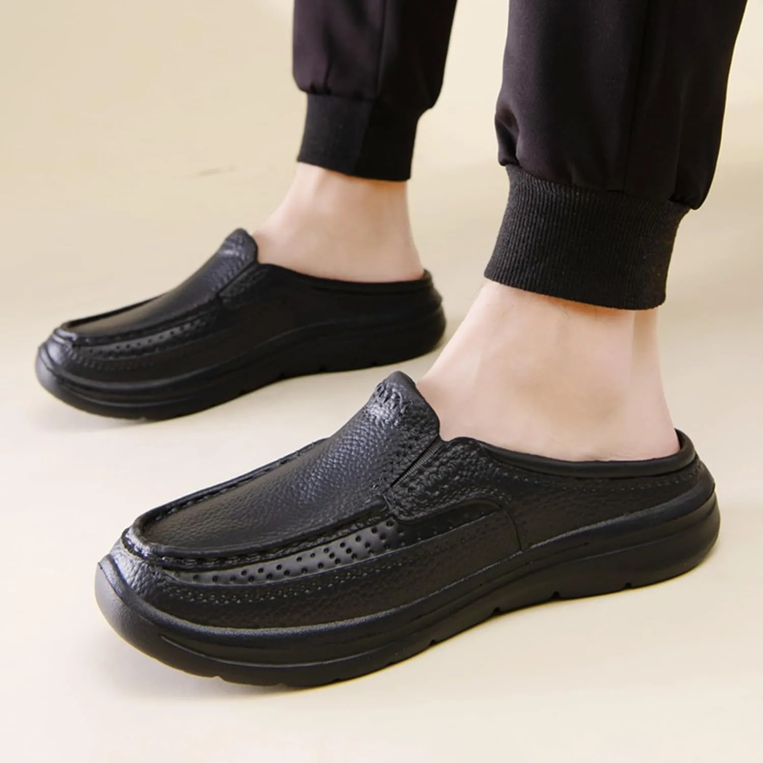 Men Sandals Fashionable New Pattern Simple Solid Color Summer Casual Half Drag Flat Bottom Comfortable Reefs Men Sandals Men'