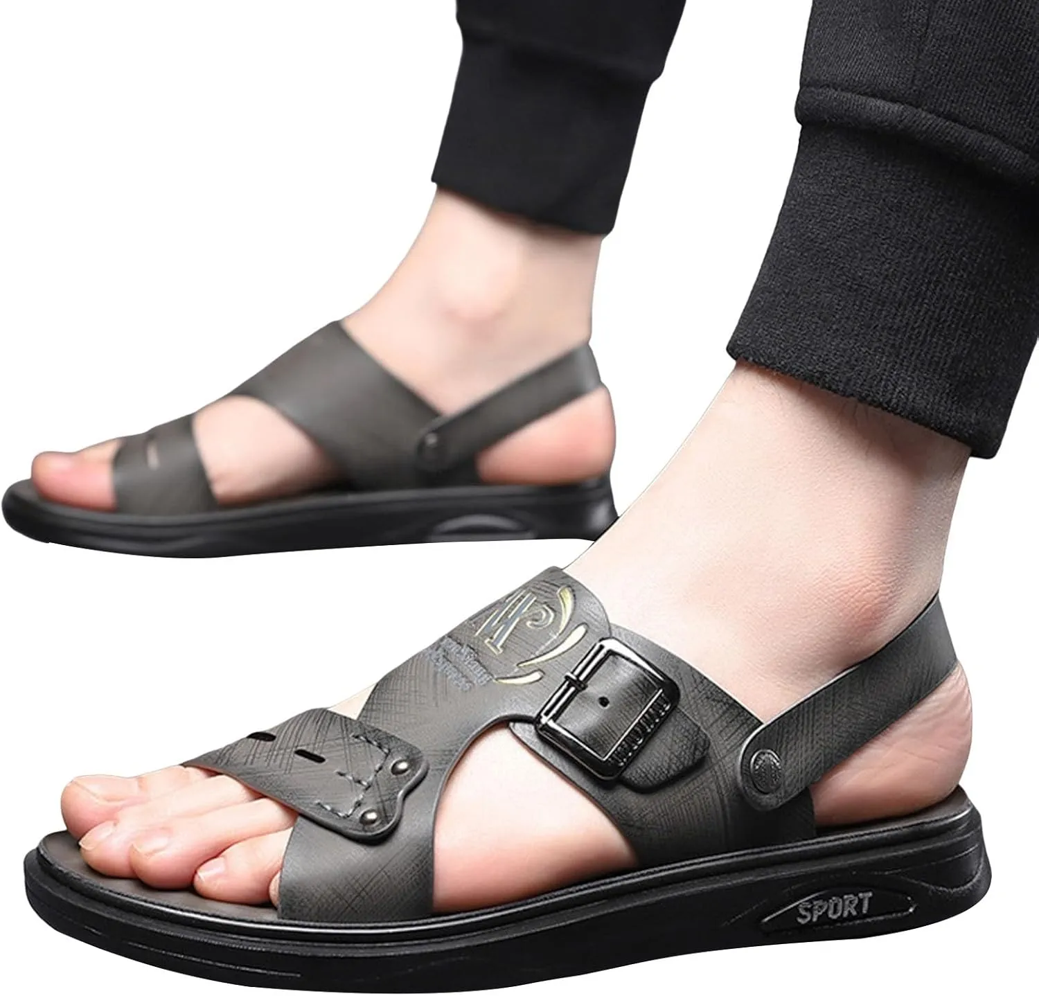 Men Sandals Leather New Men's Thick Soled Soft Soled Shoes Fashionable And Casual Mens Sandals