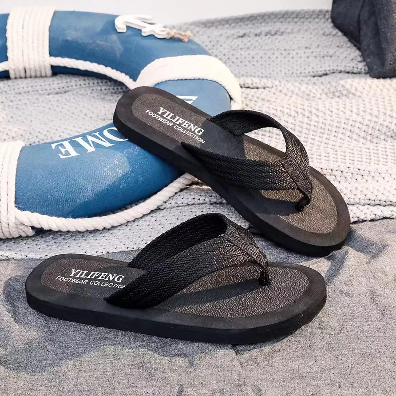 Men Shoes Fashion Beach Flip Flops Flat Toe Sandwich Beach Flip Flops for Men Light Sandals