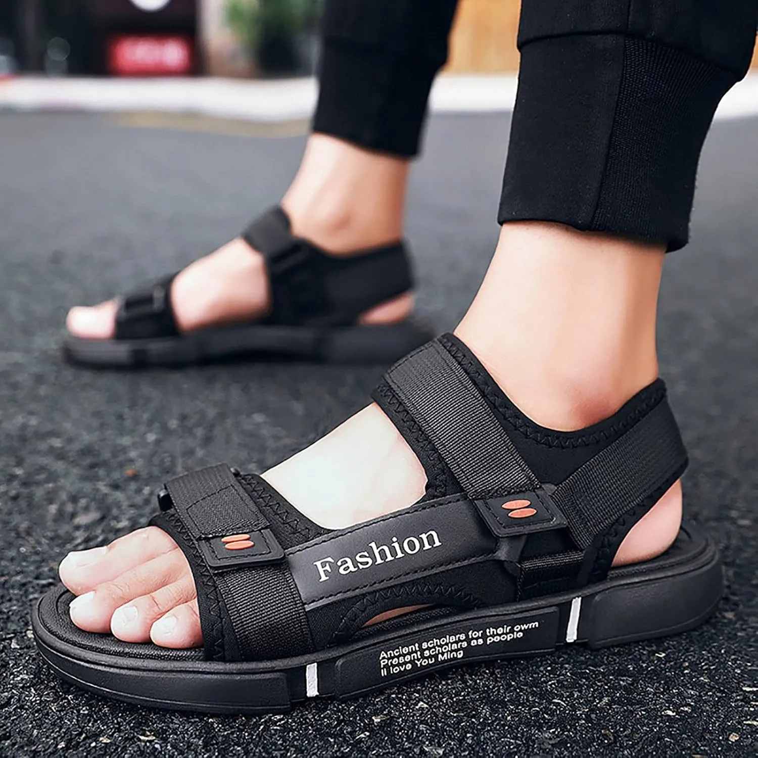 Men's Adjustable Sandals for Hiking Walking Wading Beach Water Athletic Outdoor with Cushion Comfy Sole Open Toe Non slip Sandals Lightweight Walking Casual Water Shoes Arch Support Breathable