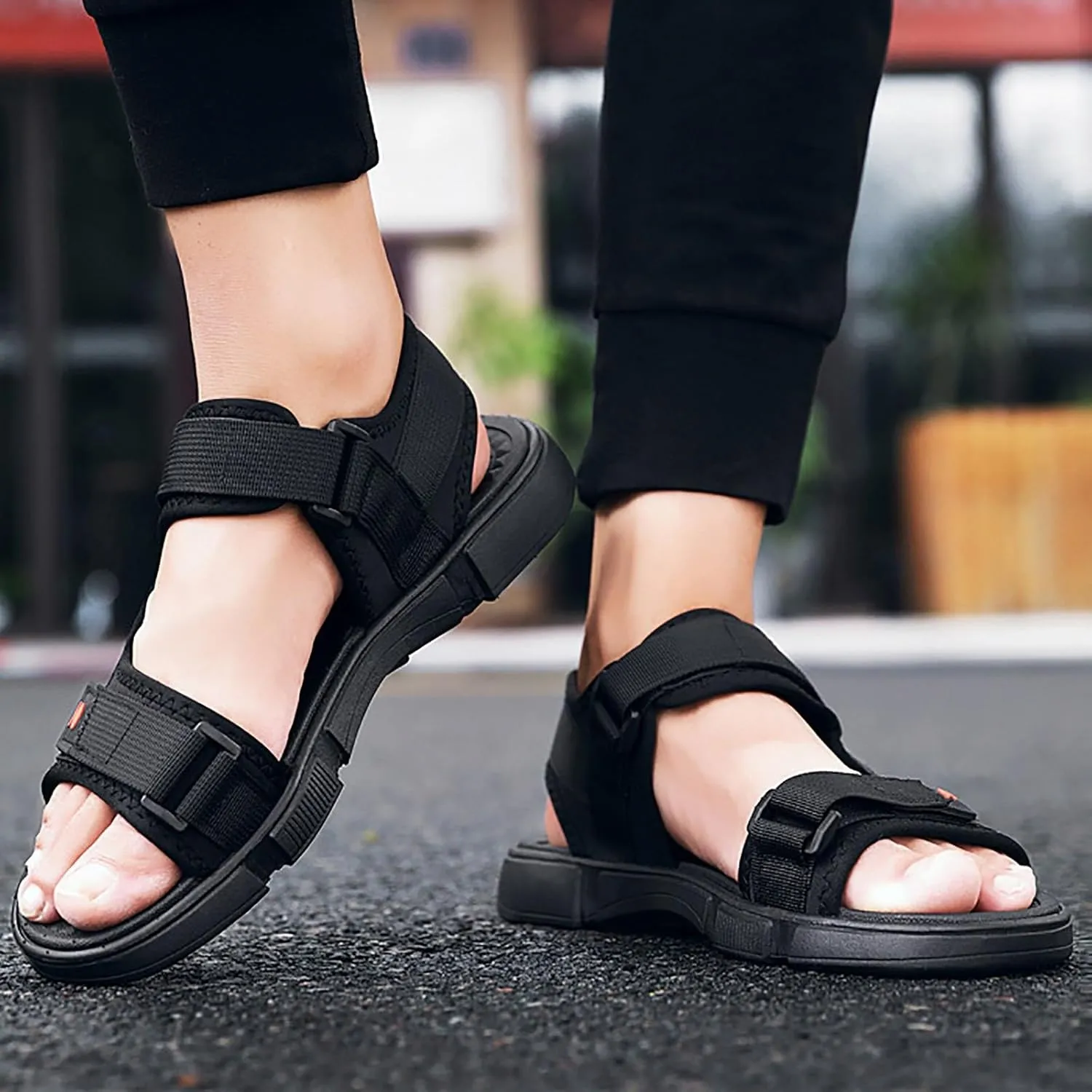Men's Adjustable Sandals for Hiking Walking Wading Beach Water Athletic Outdoor with Cushion Comfy Sole Open Toe Non slip Sandals Lightweight Walking Casual Water Shoes Arch Support Breathable