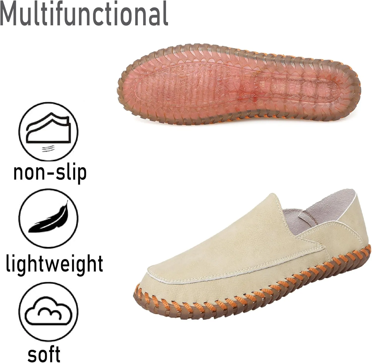 Mens Anti Slip Driving Shoes Leather Loafers Casual Fashion Leather Shoes Comfortable Soft Walking Shoes