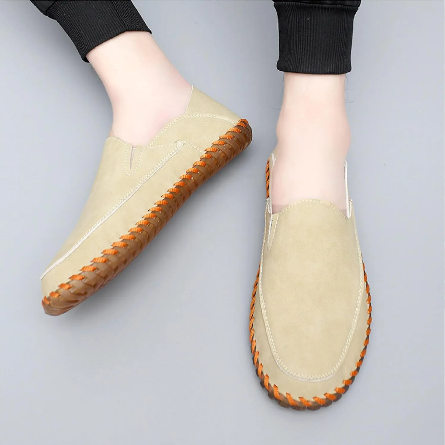 Mens Anti Slip Driving Shoes Leather Loafers Casual Fashion Leather Shoes Comfortable Soft Walking Shoes