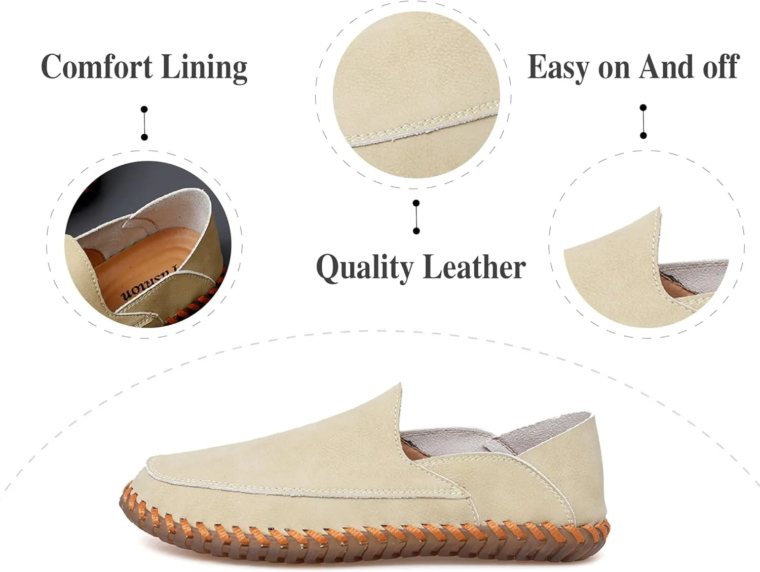 Mens Anti Slip Driving Shoes Leather Loafers Casual Fashion Leather Shoes Comfortable Soft Walking Shoes