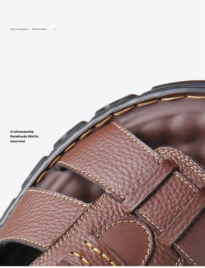 Mens Athletic Sandals Outdoor Hiking Fisherman Sandals Leather Open Toe Sandals With Arch Support Beach Water Sport Sandals