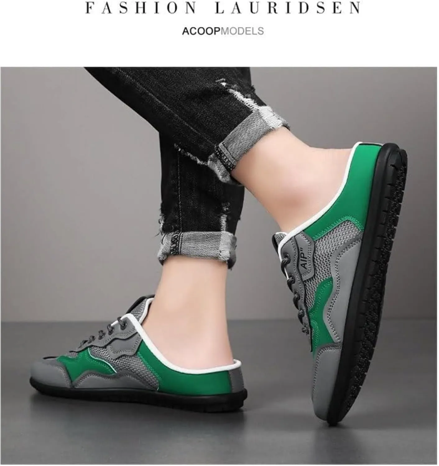 Men's Backless Sneakers Slip-On Trainers Ultra-Soft Breathable Mesh Mule Shoes for Men Lightweight Casual Sports Slippers Low-Top Walking Outdoor Hiking Shoes