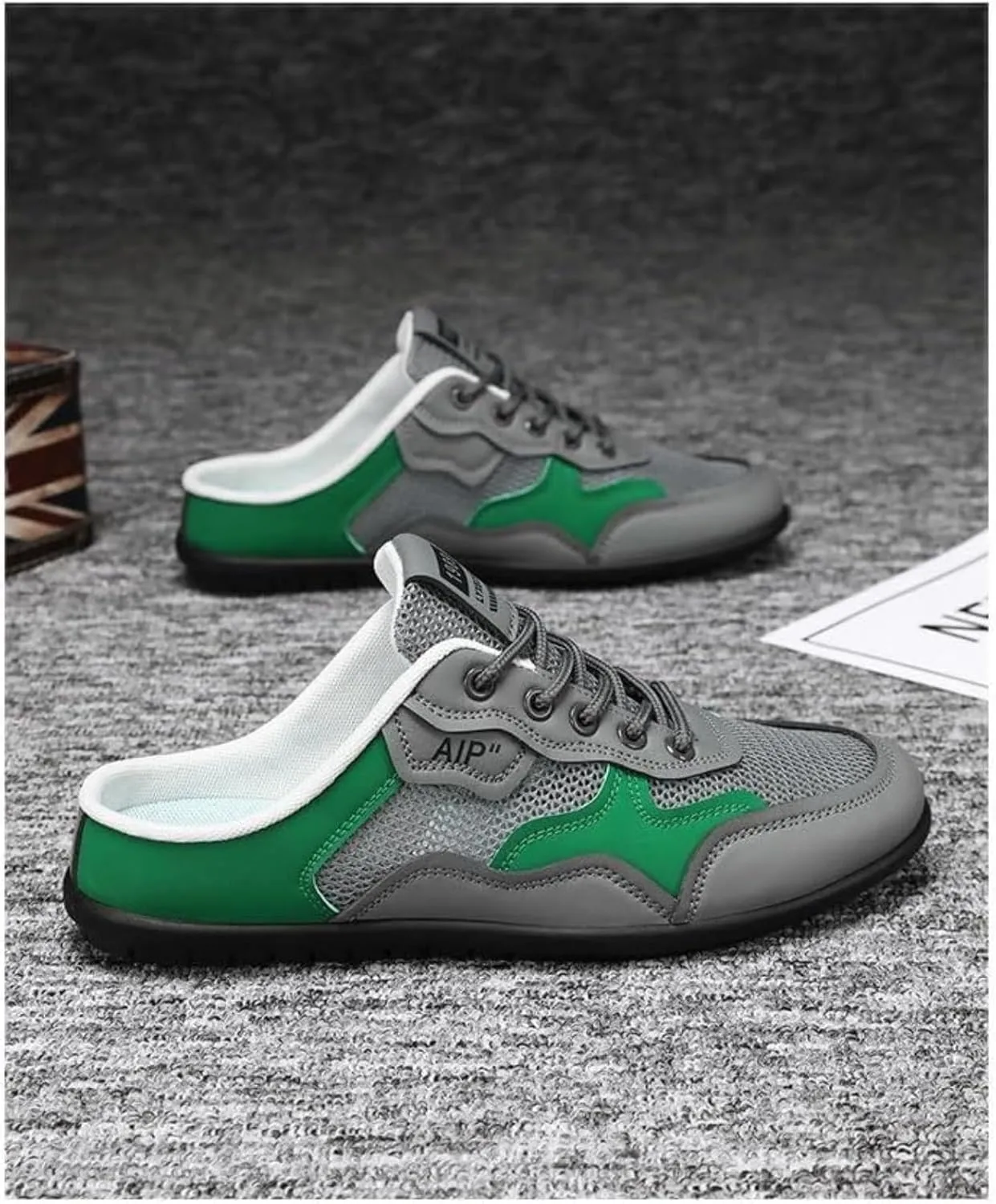 Men's Backless Sneakers Slip-On Trainers Ultra-Soft Breathable Mesh Mule Shoes for Men Lightweight Casual Sports Slippers Low-Top Walking Outdoor Hiking Shoes
