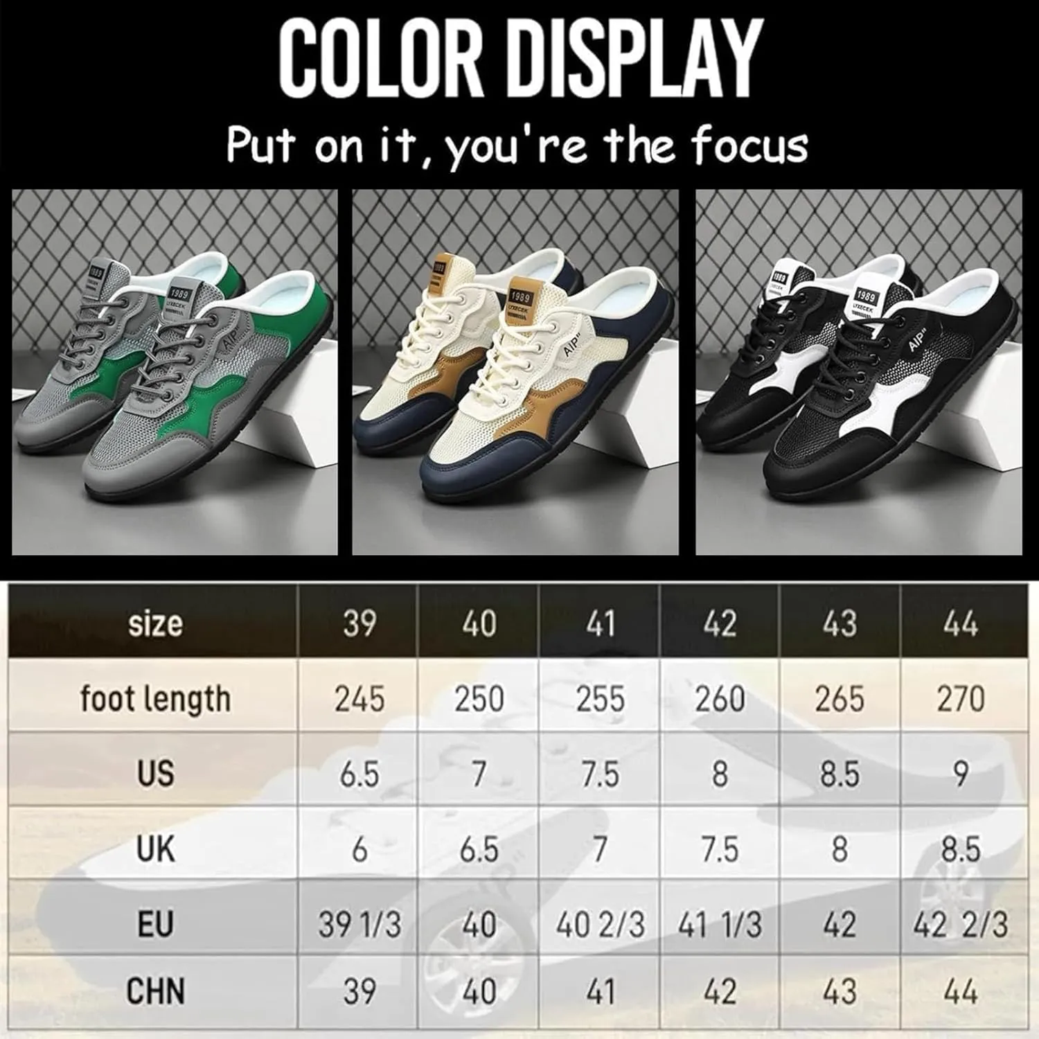 Men's Backless Sneakers Slip-On Trainers Ultra-Soft Breathable Mesh Mule Shoes for Men Lightweight Casual Sports Slippers Low-Top Walking Outdoor Hiking Shoes