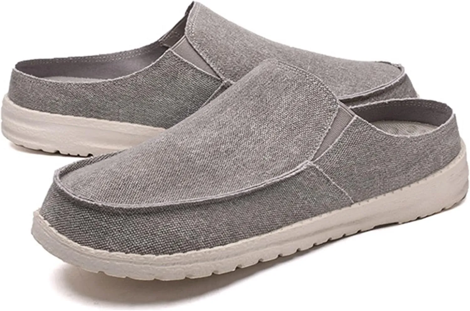 Men's Breathable Canvas Slip On Flats Mules Causal Lightweight Wide Width Walking Shoes Comfortable Slingback Mules & Clogs Indoor Outdoor