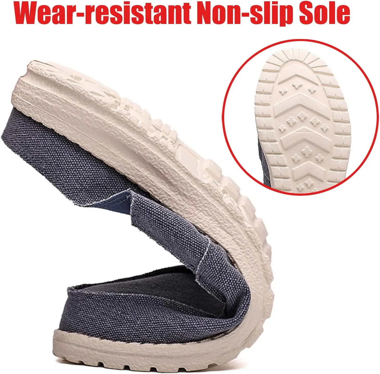 Men's Breathable Canvas Slip On Flats Mules Causal Lightweight Wide Width Walking Shoes Comfortable Slingback Mules & Clogs Indoor Outdoor