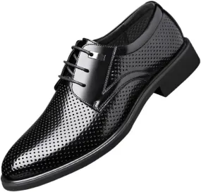Men's Breathable Leather Wingtip Brogue Oxfords for Summer Outdoor Driving & Walking