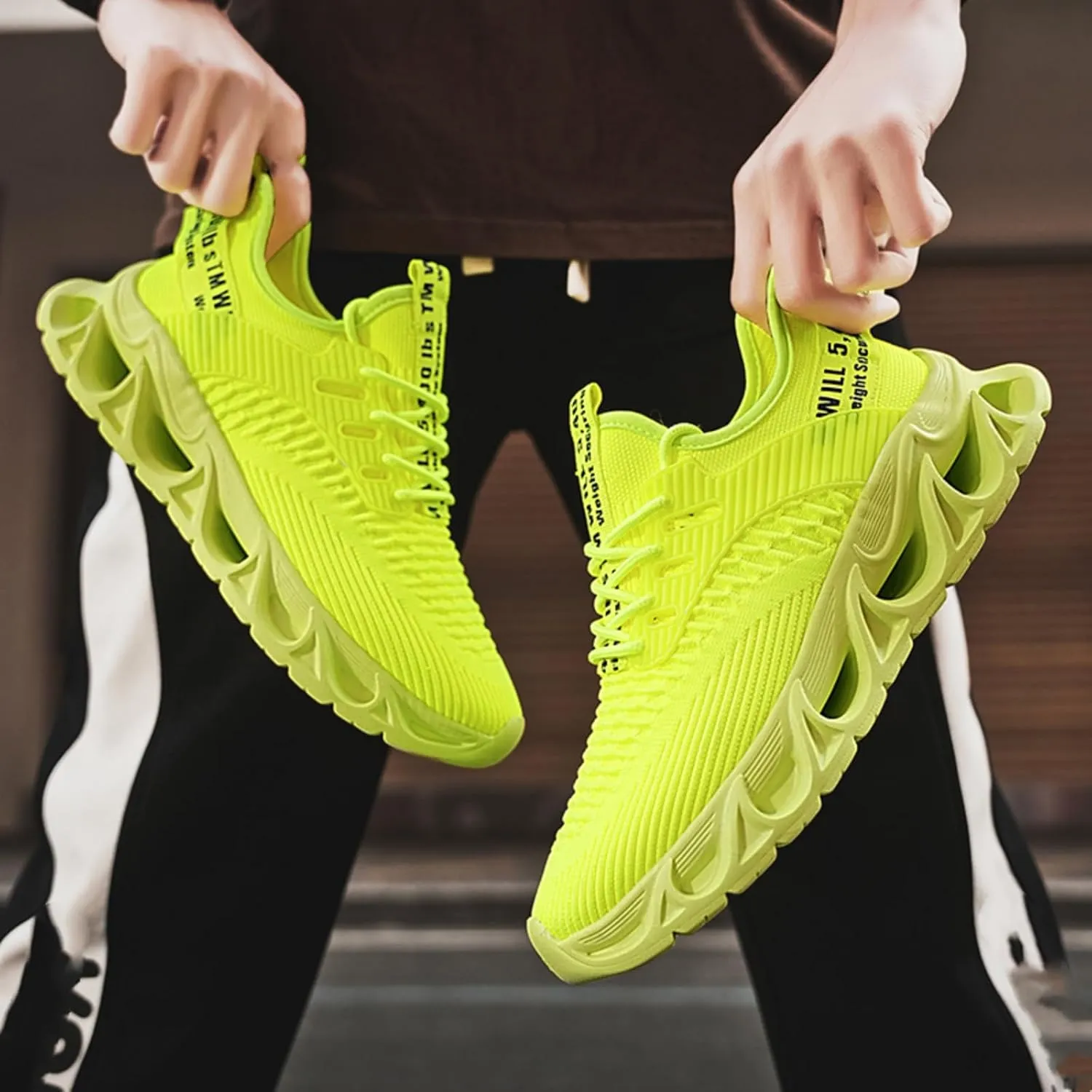 Mens Breathable Lightweight Running Shoes Blade Tennis Walking Sneakers Comfortable Fashion Non Slip Work Sport Athletic Shoes (Orange,8)