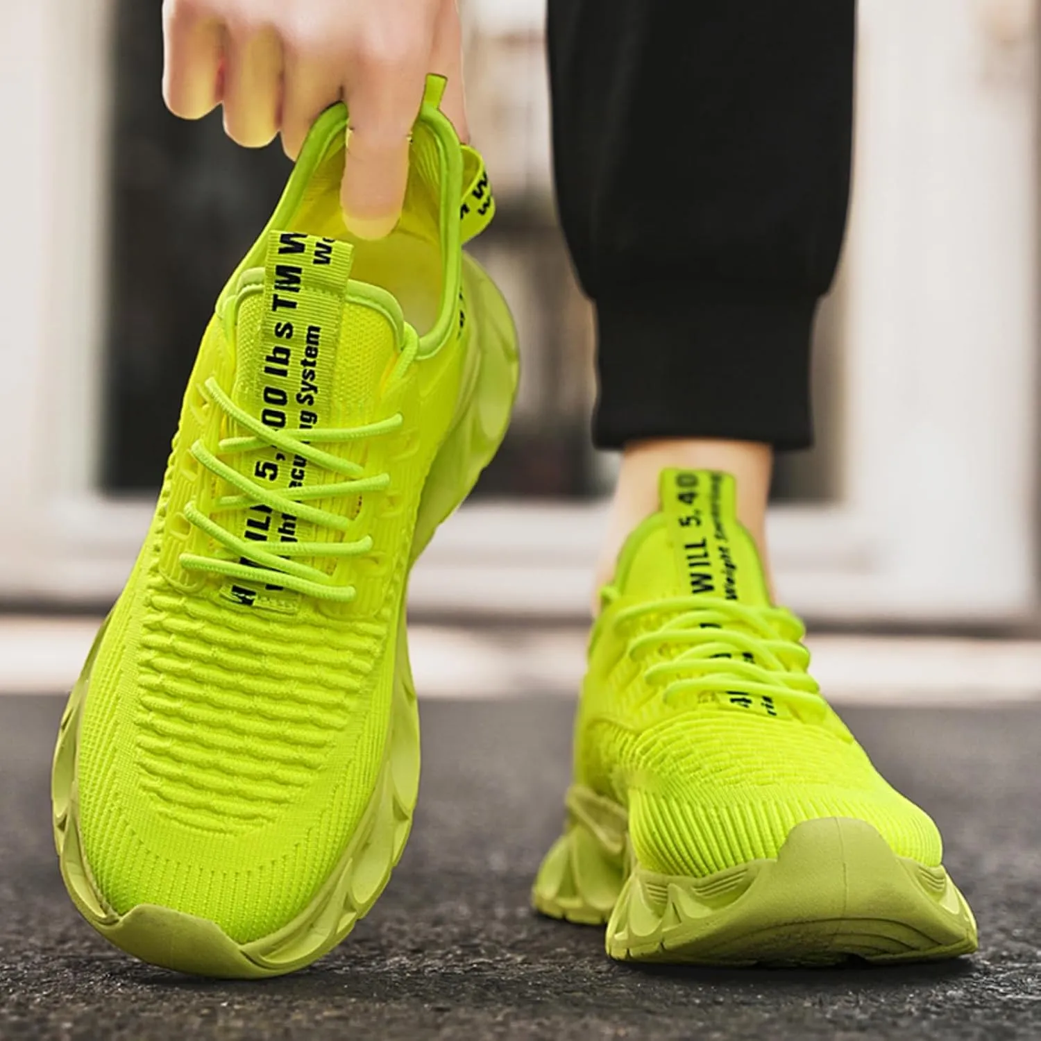 Mens Breathable Lightweight Running Shoes Blade Tennis Walking Sneakers Comfortable Fashion Non Slip Work Sport Athletic Shoes (Orange,8)
