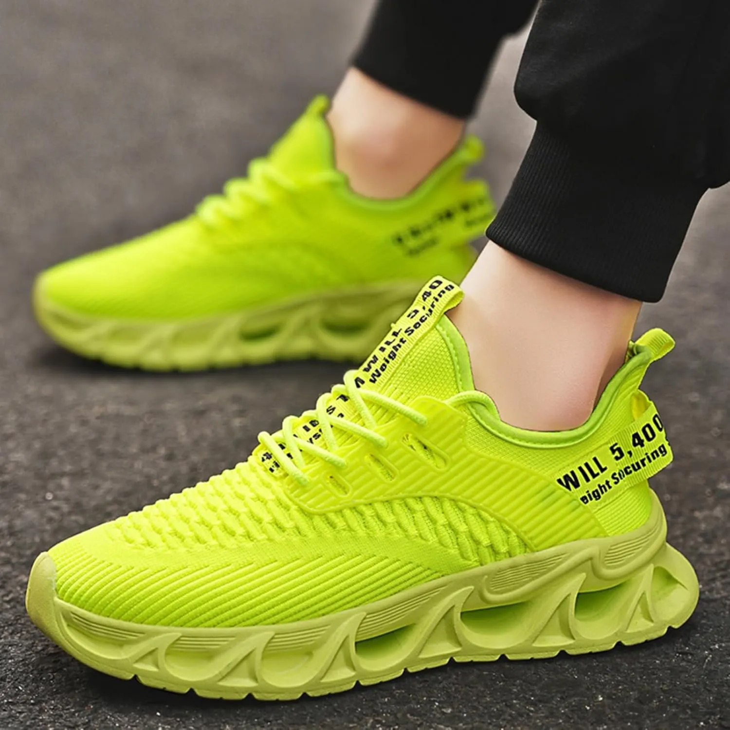 Mens Breathable Lightweight Running Shoes Blade Tennis Walking Sneakers Comfortable Fashion Non Slip Work Sport Athletic Shoes (Orange,8)