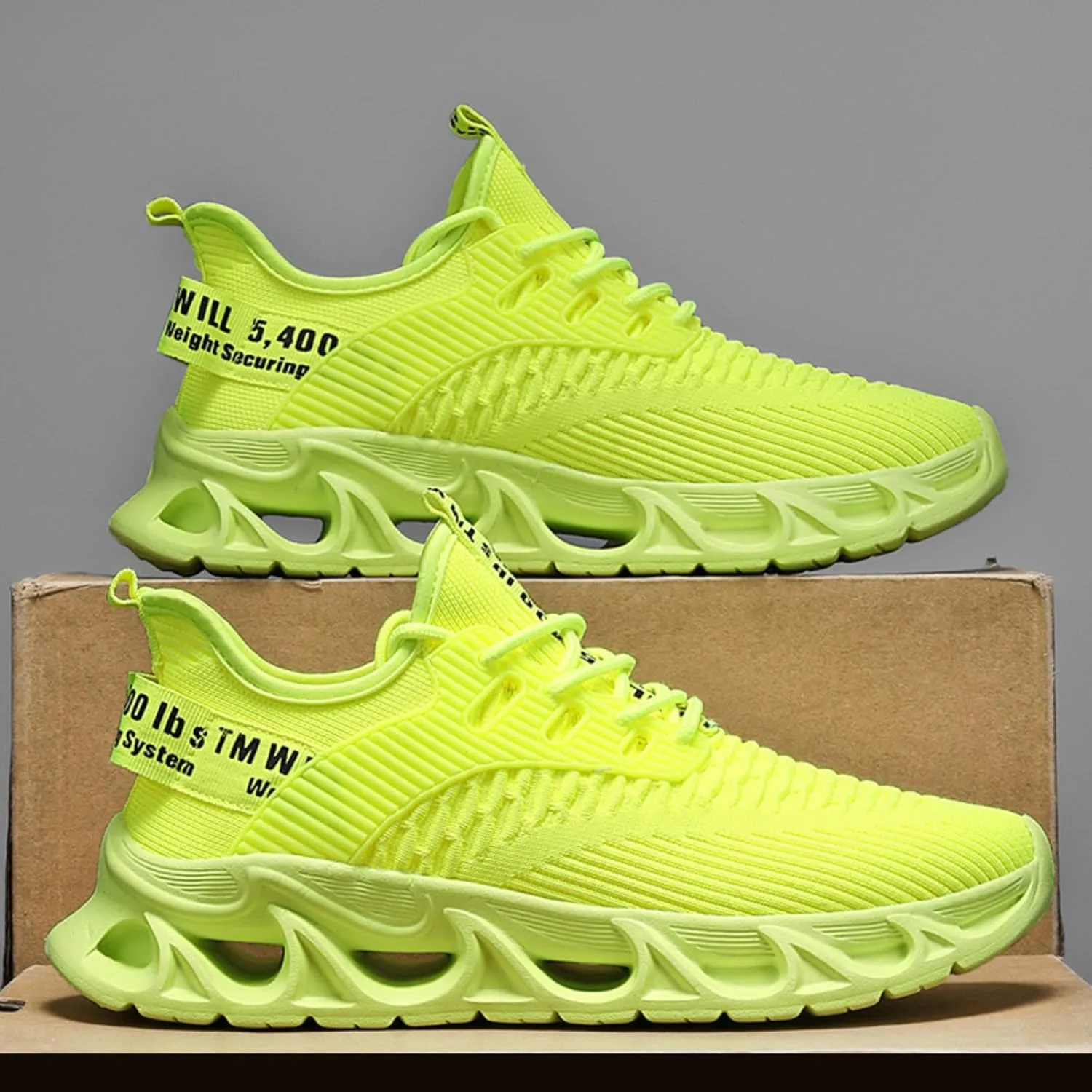 Mens Breathable Lightweight Running Shoes Blade Tennis Walking Sneakers Comfortable Fashion Non Slip Work Sport Athletic Shoes (Orange,8)