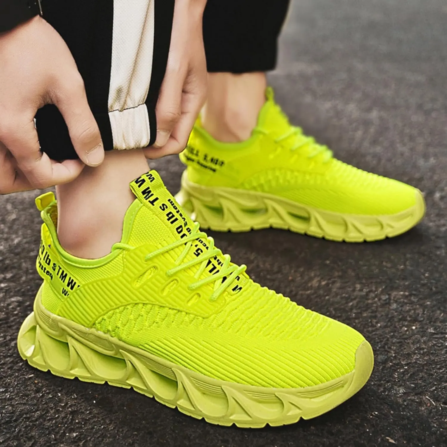 Mens Breathable Lightweight Running Shoes Blade Tennis Walking Sneakers Comfortable Fashion Non Slip Work Sport Athletic Shoes (Orange,8)
