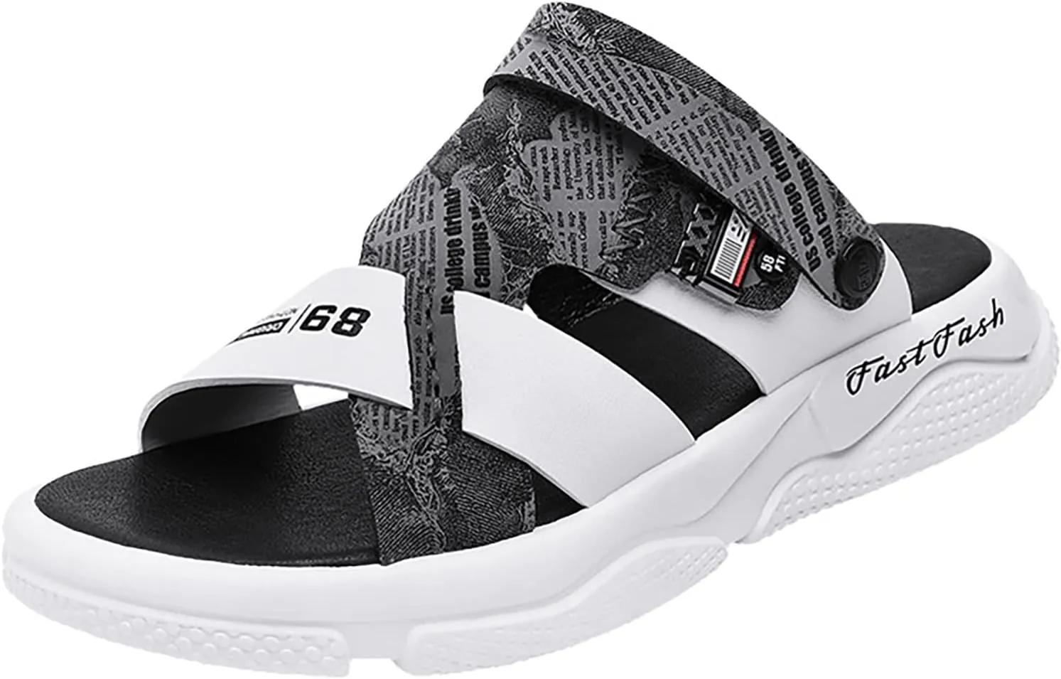 Mens Breathable Slides Sandals Summer Outdoor Cushioning Casual Lightweight Leather Sandals with Adjustable Band Non Slip Water Friendly Beach Wading Shoes Memory Foam Summer Outdoor Athletic Sandal