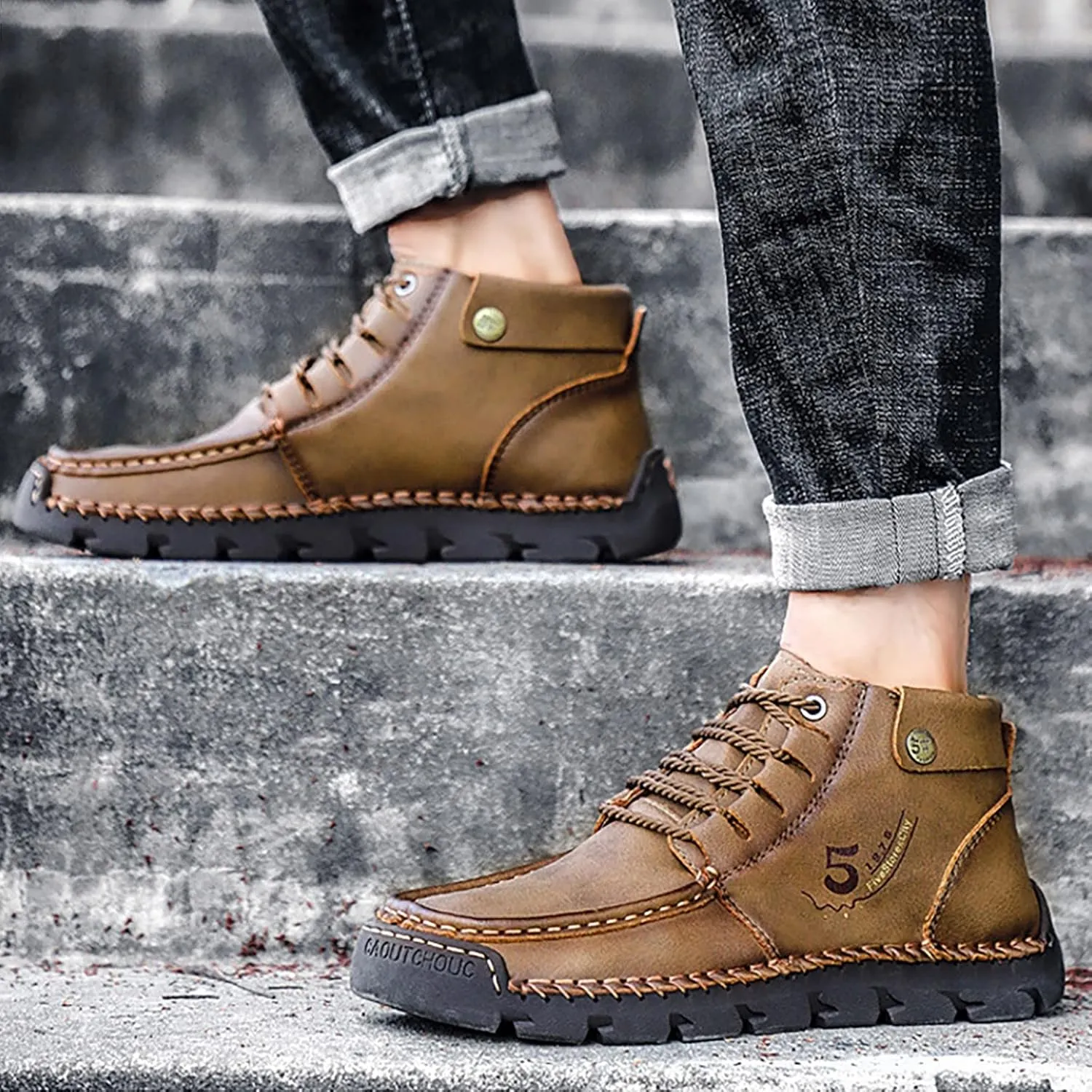 Men's British Large Casual Leather Handcrafted Foreign Trade Lace Up Sports Shoes Mens Slip on Sneaker Men's Shoes Men Shoes
