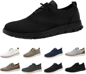 Mens Casual Loafers Lace-Up Mesh Breathable Walking Shoes,Lightweight Soft Sole & Arch Support Sneakers,Lightweight Comfortable Slip On Shoes for Outdoor Jogging Sports