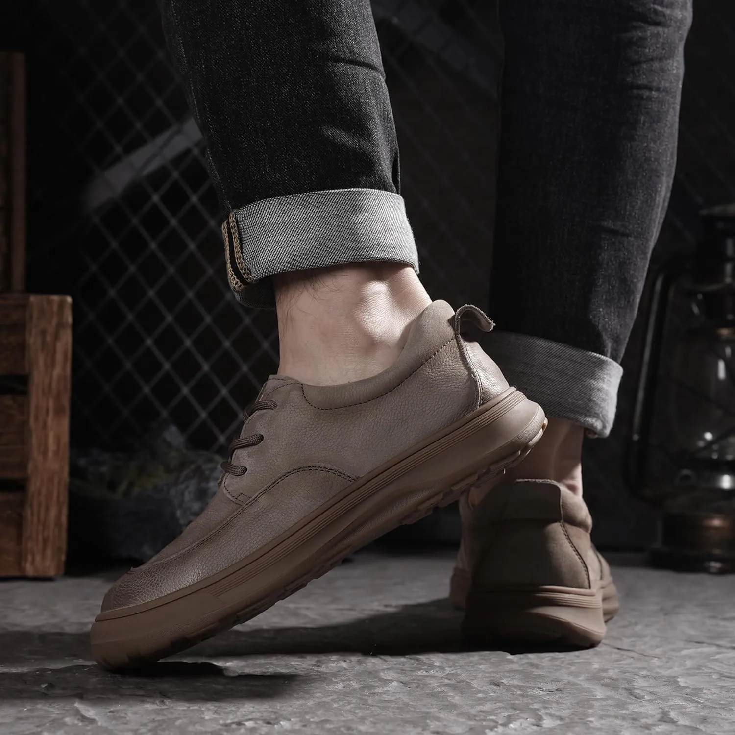 Men's Classic Fashion Sneakers, Boat Shoes Low Top Round Toe Genuine Leather Casual Shoe, Stylich and Comfortable Men Dress Shoes