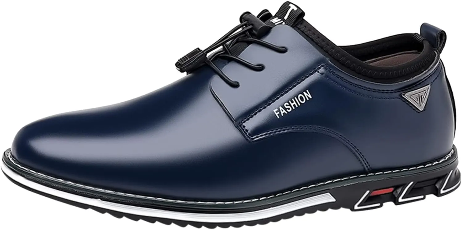 Mens Comfortable Flat Leather Shoes Casual Flat Oxfords Arch Support Walking Oxfords Retro Business Formal Shoes Lace up Black Dress Shoe Durable Leather Footwear Men Fashion Work Office Derby
