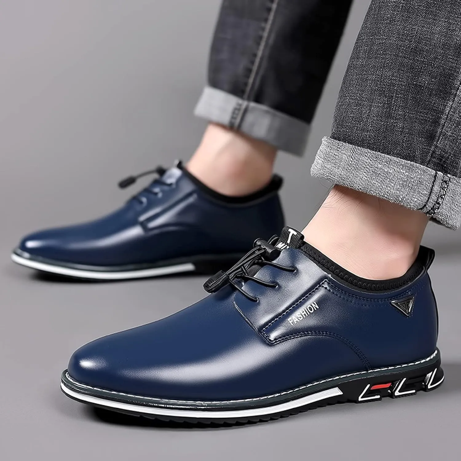 Mens Comfortable Flat Leather Shoes Casual Flat Oxfords Arch Support Walking Oxfords Retro Business Formal Shoes Lace up Black Dress Shoe Durable Leather Footwear Men Fashion Work Office Derby