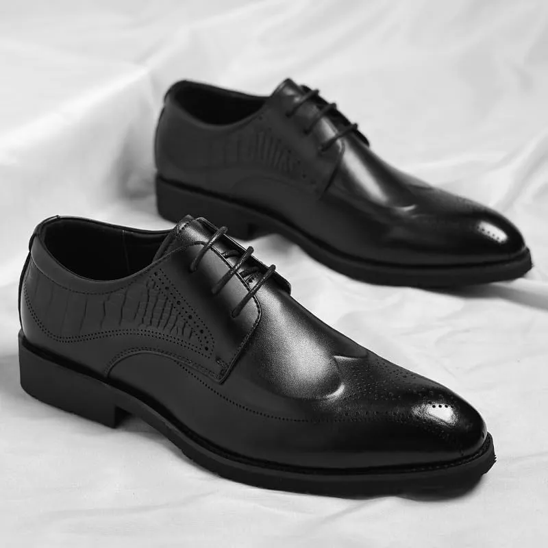 Mens Derby Shoes Party Fashion Dress Business Shoe Casual Walking Shoes Office Flats Classic Lace-up