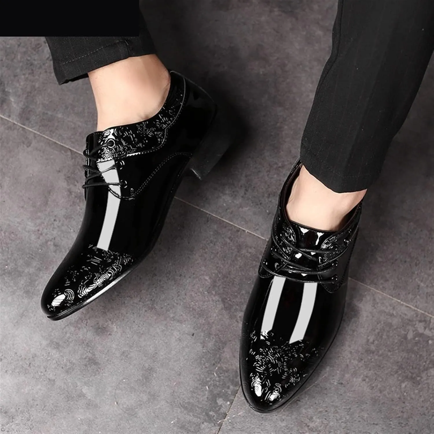 Mens Dress Shoes Men's Dress Shoe clould Patent Leather Men Wedding Oxford Shoes lace-up Office Suit Men's Casual Shoes(8.5)