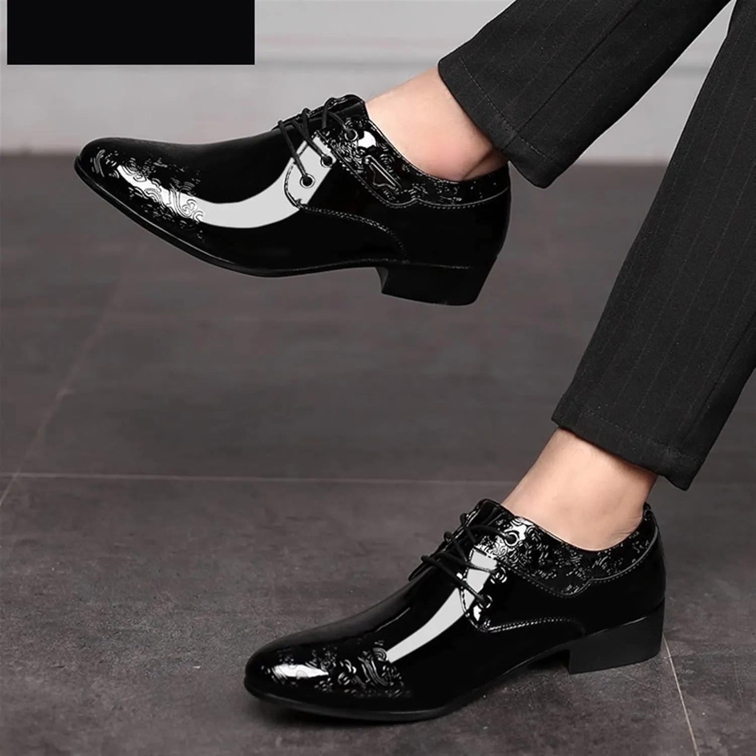 Mens Dress Shoes Men's Dress Shoe clould Patent Leather Men Wedding Oxford Shoes lace-up Office Suit Men's Casual Shoes(8.5)