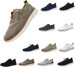 Mens Dress Shoes Work Shoes Wide Width Non Slip Casual Dress Lightweight Breathable Basic Relaxed Shoe Business Workout Walking Running Outdoor Sneakers Mesh Knit Lace-Up Soft Loafers Oxfords