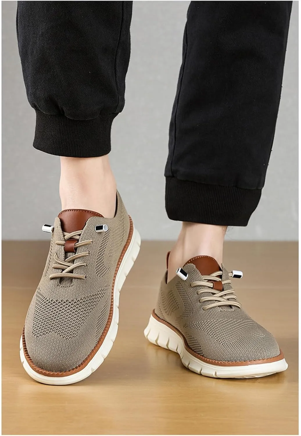 Mens Dress Shoes Work Shoes Wide Width Non Slip Casual Dress Lightweight Breathable Basic Relaxed Shoe Business Workout Walking Running Outdoor Sneakers Mesh Knit Lace-Up Soft Loafers Oxfords
