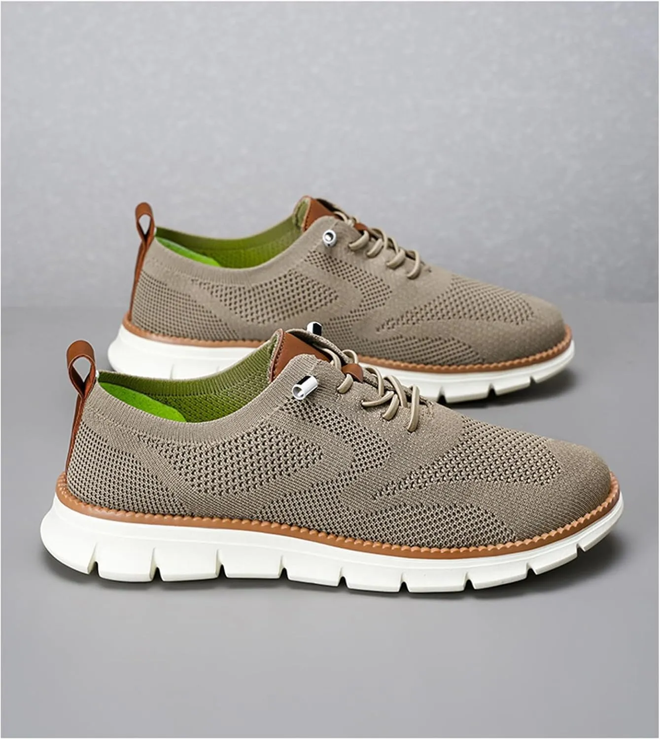 Mens Dress Shoes Work Shoes Wide Width Non Slip Casual Dress Lightweight Breathable Basic Relaxed Shoe Business Workout Walking Running Outdoor Sneakers Mesh Knit Lace-Up Soft Loafers Oxfords