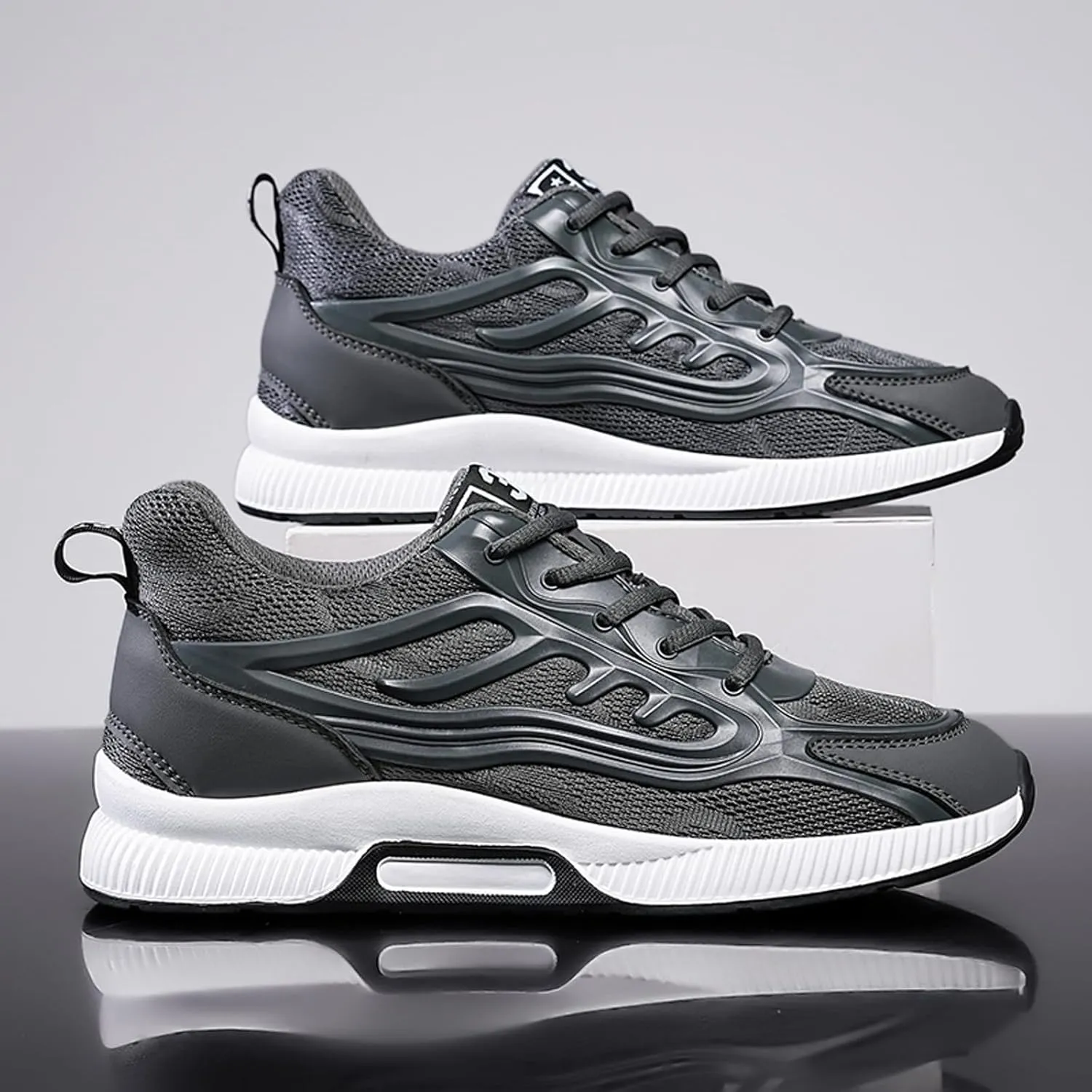 Mens Elevator Sneakers 2.36 Inch Invisible Height Increasing Taller Lifting Shoes Lace up Elevator Shoes Hidden Heel Trainers Fashion Sneakers