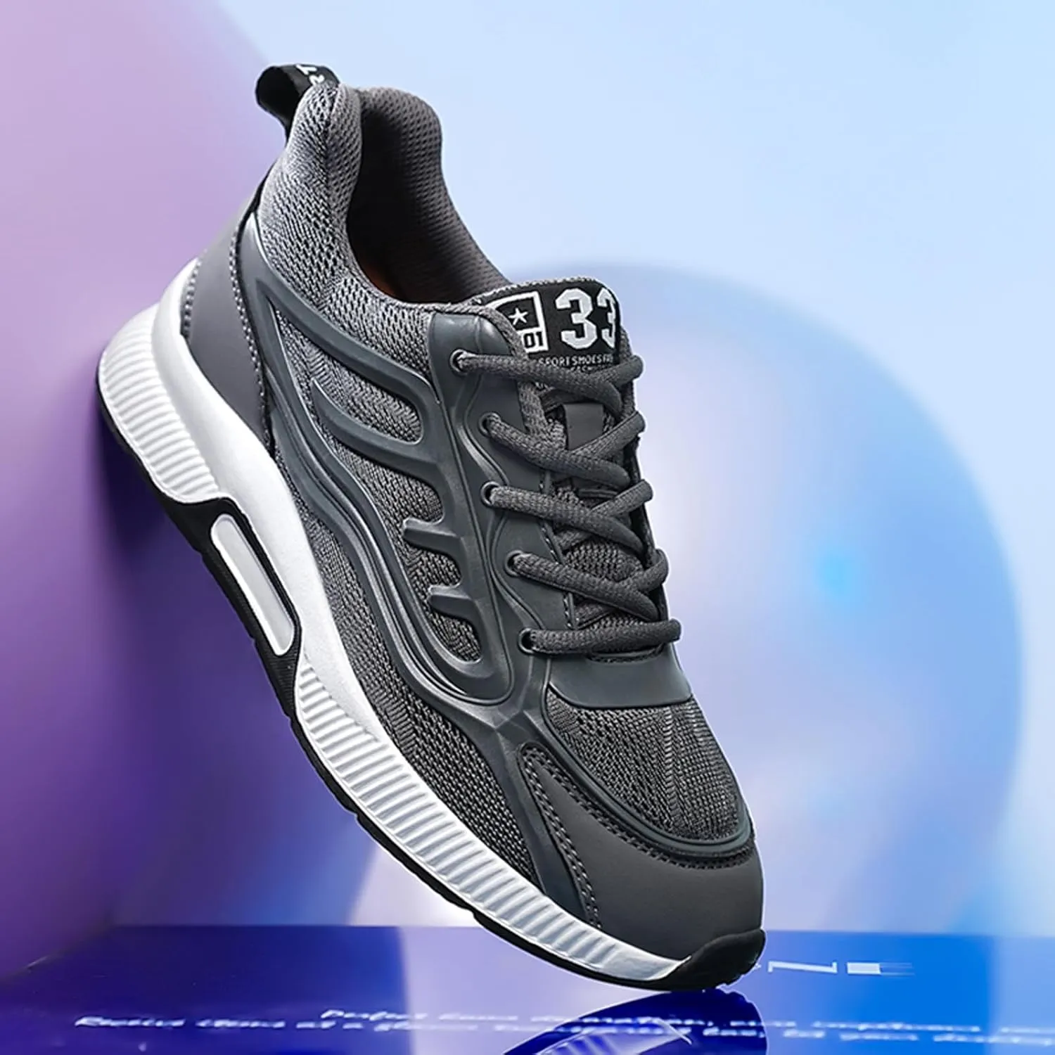 Mens Elevator Sneakers 2.36 Inch Invisible Height Increasing Taller Lifting Shoes Lace up Elevator Shoes Hidden Heel Trainers Fashion Sneakers