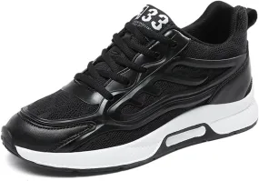 Mens Elevator Sneakers 2.36 Inch Invisible Height Increasing Taller Lifting Shoes Lace up Elevator Shoes Hidden Heel Trainers Fashion Sneakers