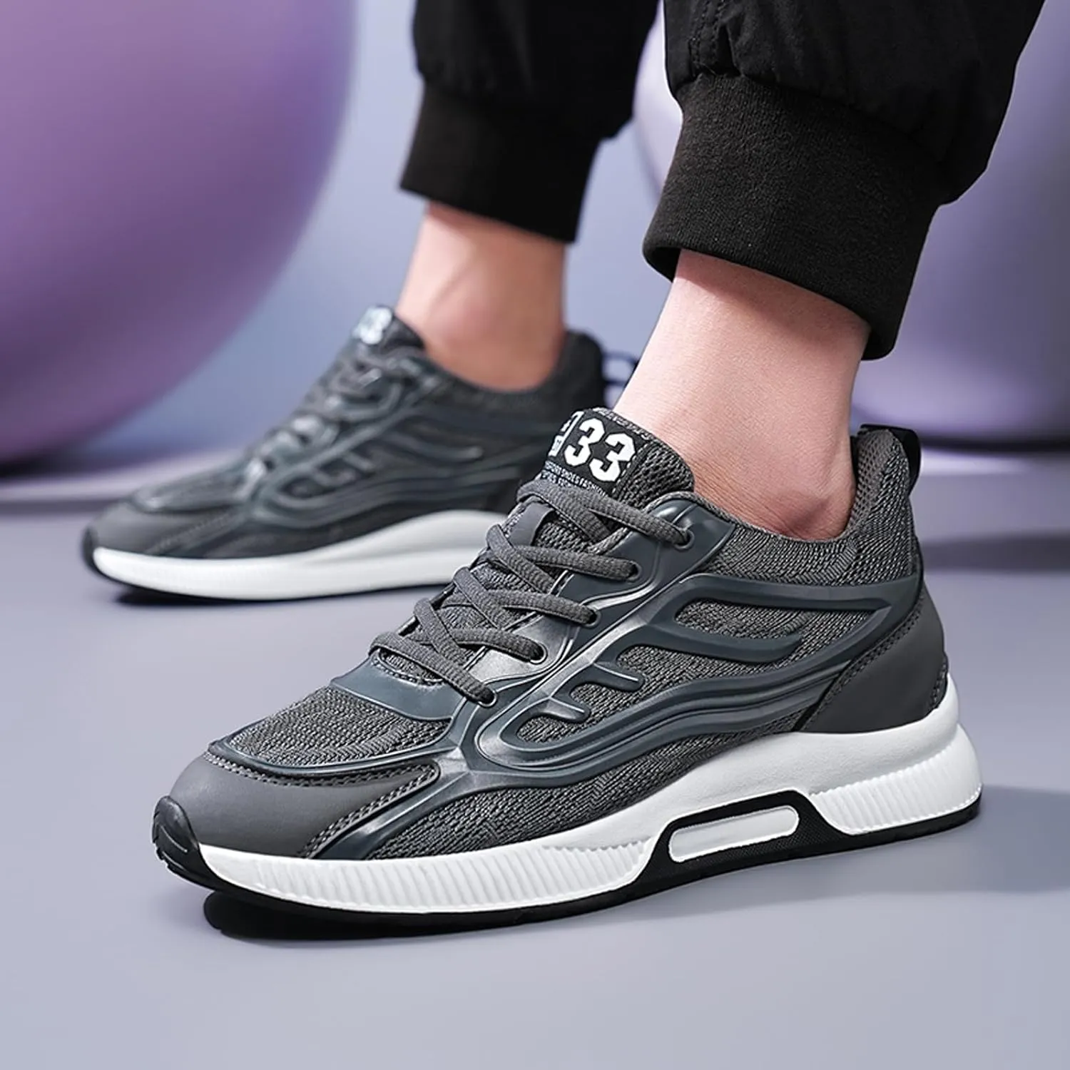 Mens Elevator Sneakers 2.36 Inch Invisible Height Increasing Taller Lifting Shoes Lace up Elevator Shoes Hidden Heel Trainers Fashion Sneakers