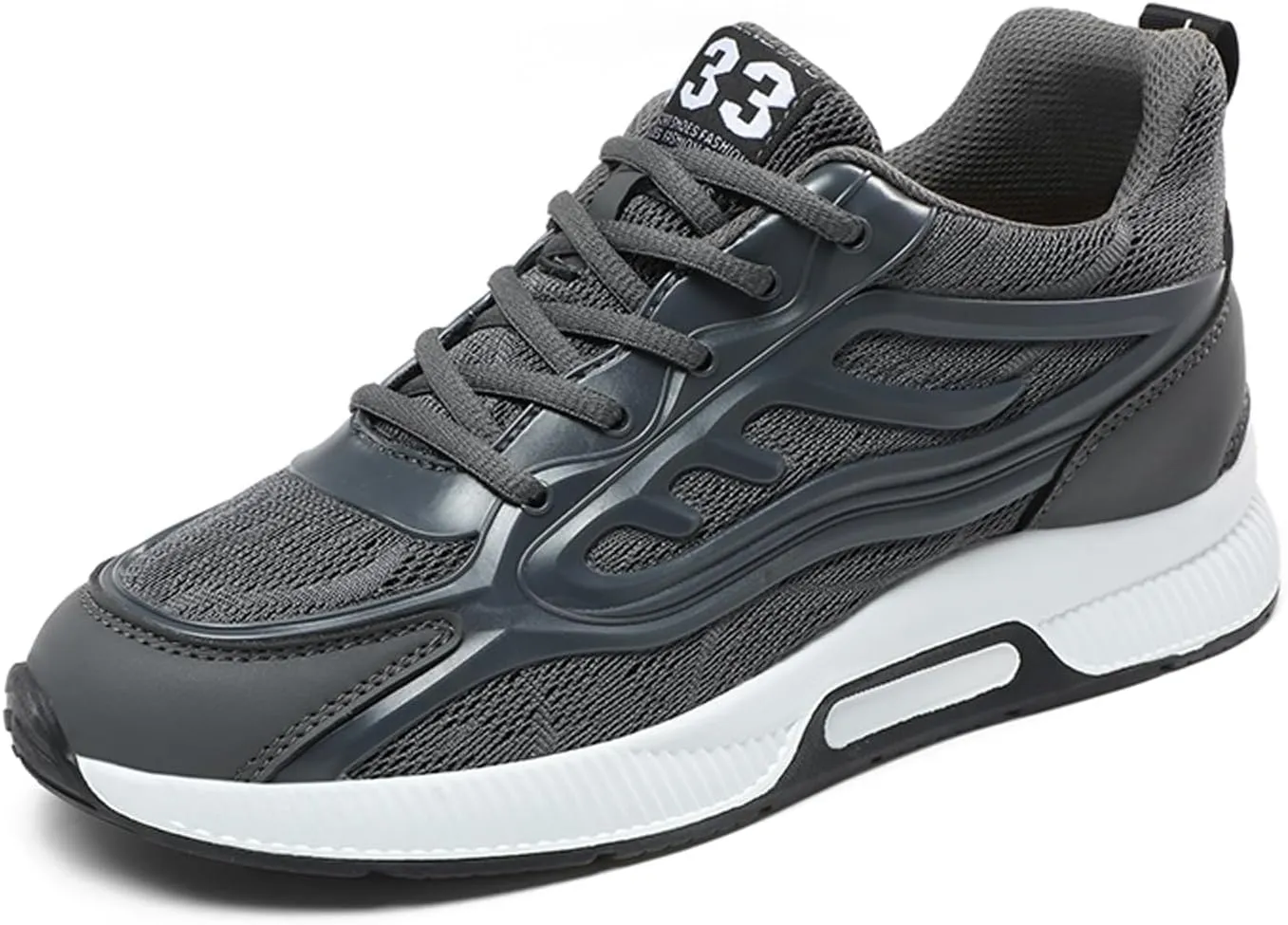 Mens Elevator Sneakers 2.36 Inch Invisible Height Increasing Taller Lifting Shoes Lace up Elevator Shoes Hidden Heel Trainers Fashion Sneakers